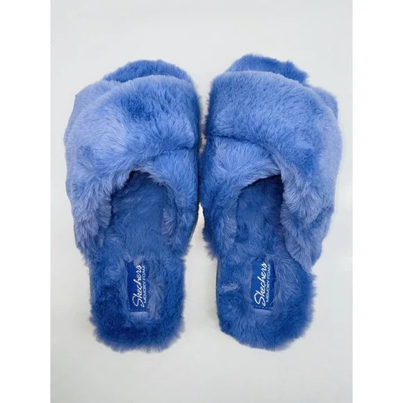 Skechers Women's Cozy Slide Furry Feels Faux Fur Slide Slippers Periwinkle 9.5M - Picture 6 of 11